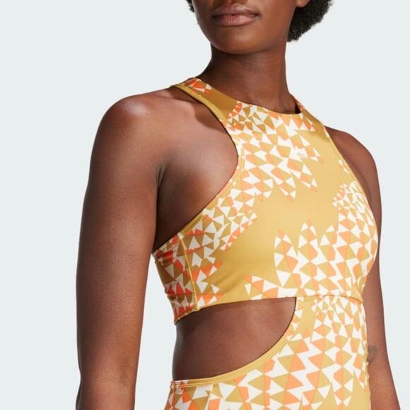 Farm Rio x Adidas Farm Psychedelic Wave Green Dress Victory Gold Size Large New - Picture 14 of 16